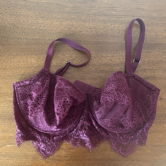 Burgundy longline unlined lace push-up bra - Picture 4 of 4